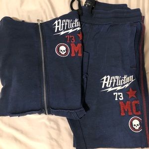 Affliction track suit size M top and small bottom.